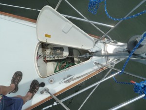 Lining up chain with the windlass